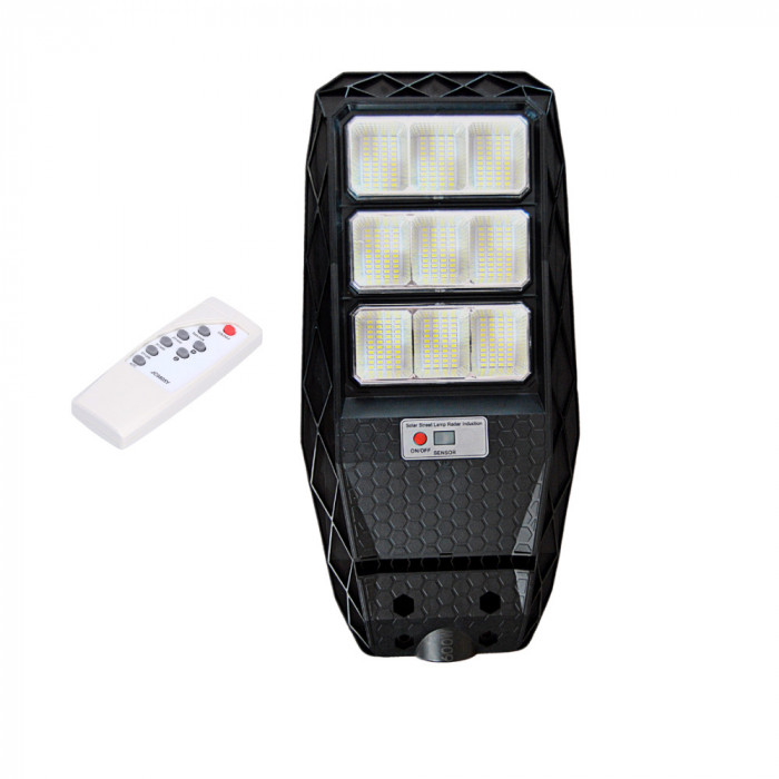 Lampa LED cu panou solar integrat, 600W, 9 casete, telecomanda