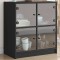 Gossi dulap lateral cu usi din sticla, negru, 68x37x75,5 cm