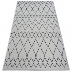 Covor Sense Micro 81249 Zig Zag etnic alb si albastru, 200x290 cm