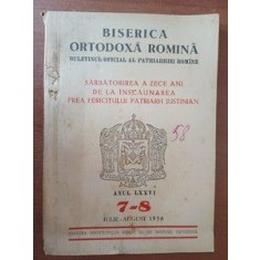 Biserica ortodoxa romana. Buletinul oficial al Patriarhiei romane anul LXXVI. 7-8 iulie-august 1958