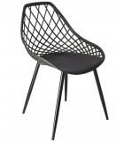 Cumpara ieftin Scaun Terasa Modern Negru, Picioare Metal, Rezistent Intemperii, Interior/Exterior, 81x48x55 cm, Sarcina Max 120 kg