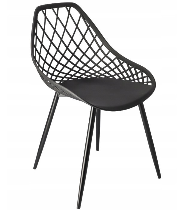 Scaun de terasa,cu picioare de metal,negre Modern, Negru