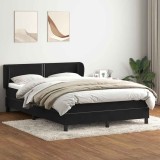 Cumpara ieftin Pat box spring cu saltea, negru, 160x210 cm, catifea