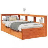 vidaXL Pat bibliotecă fără saltea maro ceruit 75x190 cm lemn masiv pin 3324486