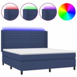Cumpara ieftin Pat cu arcuri, saltea si LED, albastru, 180x200 cm, textil