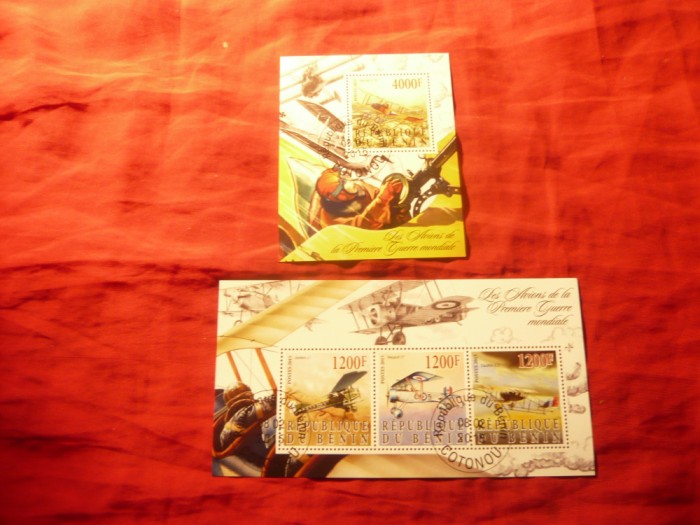 2 Blocuri Benin 2015 Aviatie ww1 , stampilate