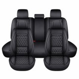 Set Huse Auto universale luxoase din piele ecologica, negru cu suport lombar integrat pentru scaune fata si spate