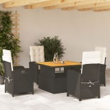 VidaXL Set mobilier de grădină cu perne, 5 piese, negru, poliratan