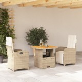 VidaXL Set mobilier de grădină cu perne, 3 piese, bej, poliratan
