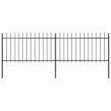 Gard de grădină cu v&acirc;rf suliță, negru, 3,4 m, oțel