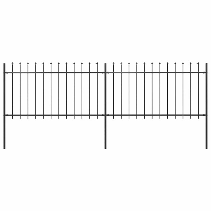 vidaXL Gard de grădină cu v&acirc;rf suliță, negru, 3,4 x 1 m, oțel