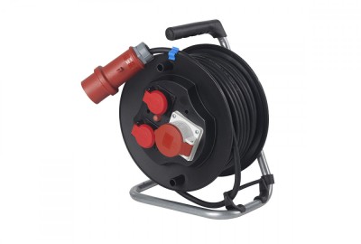 Tambur de cablu 25m 5x1.5 trifazic cu siguranta IP44 foto