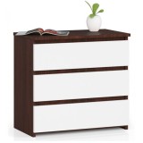 Cumpara ieftin Comoda, placa laminata, 3 sertare, stejar Wenge si alb, 60x35x57 cm, Akord Furniture Factory
