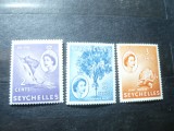 3 Timbre Seychelles colonie britanica 1953 - Regina Elisabeta si motive locale, Nestampilat