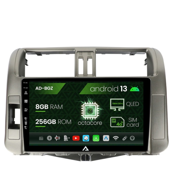 Navigatie Toyota Land Cruiser Prado J150 (2009-2013), Android 13, Z-Octacore 8GB RAM + 256GB ROM, 9 Inch - AD-BGZ9008+AD-BGRKIT070