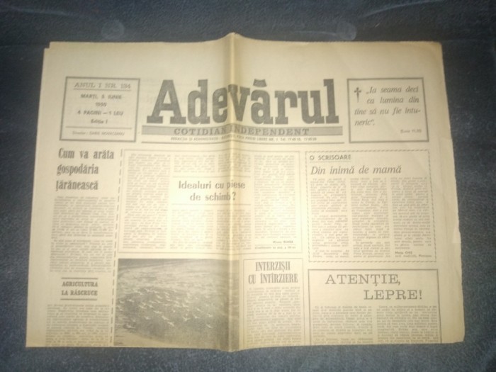 ZIARUL ADEVARUL 5 IUNIE 1990