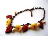 Bratara handmade femei, culori alb, rosu si galben, howlite, perle si sticla 18789