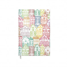 Agenda A5 Nedetata Artpress, Colorful City, 100 File, Coperta Buretata Lucioasa, Multicolor, 80 g/m²