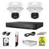 Sistem supraveghere Hikvision cu functii inteligente, 2 camere rotative, 3K 5MP, Audio bidirectional, Dual light 20m, DVR 4 canale, Accesorii incluse