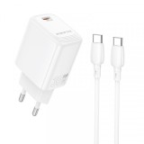 Incarcator Retea Cu Cablu USB-C Borofone BN28 Fuente, 30W, 3A, 1 x USB-C, Alb