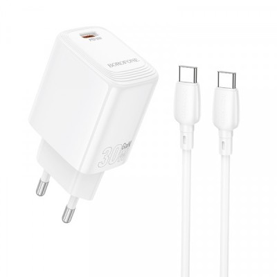 Incarcator Retea Cu Cablu USB-C Borofone BN28 Fuente, 30W, 3A, 1 x USB-C, Alb foto
