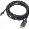 Cablu HDMI la USB C textil 3m negru-argintiu Goobay 4K HDR UHD