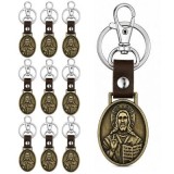 Cumpara ieftin Pachet 10 brelocuri bronz antichizat 9,1 cm cu Iisus Hristos pe o fata si Maica Domnului cu Iisus Hristos pe cealalta fata, pandantiv 2,7 x 2,7 cm, ca
