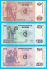 Congo Set 3x (p#97+98+99) 50+100+200 Francs 2020-22 UNC