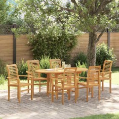 vidaXL Set de masă pentru grădină 7 pcs Maro Lemn masiv de tec 3383948