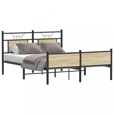 vidaXL Cadru pat fără saltea stejar sonoma, 140x190 cm, lemn prelucrat 4106980 foto