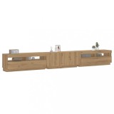 vidaXL Dulap TV cu LED stejar artizanal 300x35x40 cm lemn prelucrat