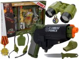 Set de joaca pentru copii, pistol cu toc, binoclu si diverse accesorii de armata, LeanToys, 7865