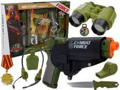 Set de joaca pentru copii, pistol cu toc, binoclu si diverse accesorii de armata, LeanToys, 7865