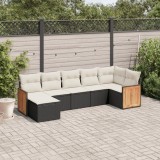 Gossi set canapele de gradina cu perne, 7 piese, negru, poliratan