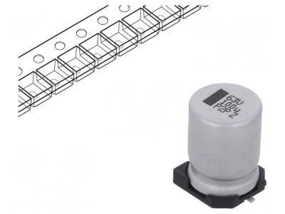 Condensator Electrolitic SMD 100uF 63V 10x10x14mm &amp;plusmn;20% foto