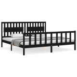 Cumpara ieftin Cadru pat cu tablie 200x200 cm, negru, lemn masiv