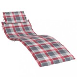 Cumpara ieftin Perna de sezlong, rosu carouri, 186x58x4 cm, textil oxford