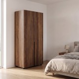 Cumpara ieftin Dulap Haine Adore Oryana cu 5 rafturi si umeras, Alb - Nuc, 90x210x62 cm