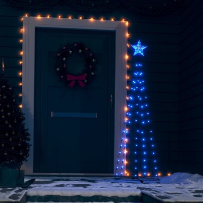 Decorațiune Crăciun brad conic, 84 LED-uri, albastru, 50x150 cm foto