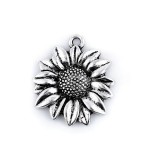 Pandantiv decorativ metalic, diametru 23 mm Floare soarelui platinum, Crisalida