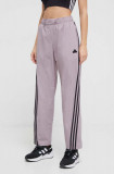 Adidas pantaloni femei, culoarea violet, cu model IS3655