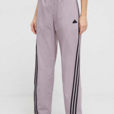 adidas pantaloni femei, culoarea violet, cu model IS3655