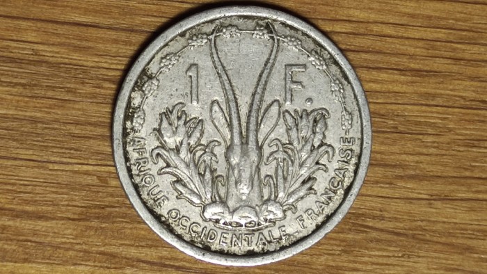 R08 Africa occidentala franceza - moneda coloniala bianuala - 1 franc 1948 - raruta!