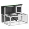 Cusca pentru iepuri, gri, 102x90x84,5 cm, lemn masiv de pin