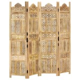 Cumpara ieftin Paravan cameră sculptat manual 4 panouri 160x165 cm mango
