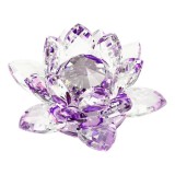 Floare de lotus mov din cristal Feng Shui, 80 mm lungime