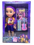 Papusa KPOP Demon Hunters cu accesorii muzicale si par mov 28 cm