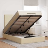VidaXL Cadru de pat otoman cu saltea crem 120x200cm stofa 3313069
