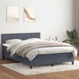 vidaXL Pat box spring cu saltea, gri &icirc;nchis, 140x220 cm, catifea 3316258