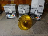 Bec vintage colorat/reflector/Philips Par 38 Flood 100wE27-galben/set 3 bucati, Becuri incandescente, E27, Calda (2000 - 3499 K)